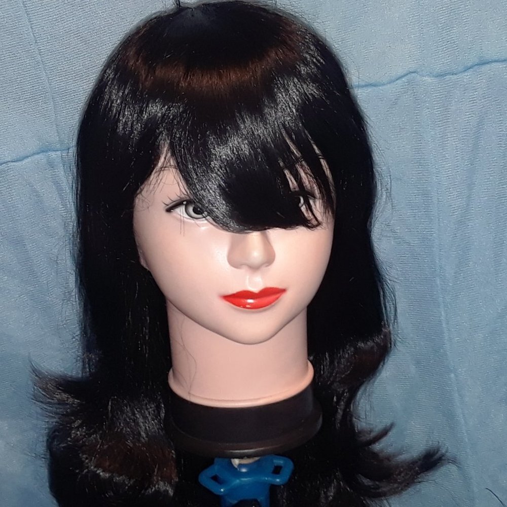 JET BLACK Long Wavy Synthetic